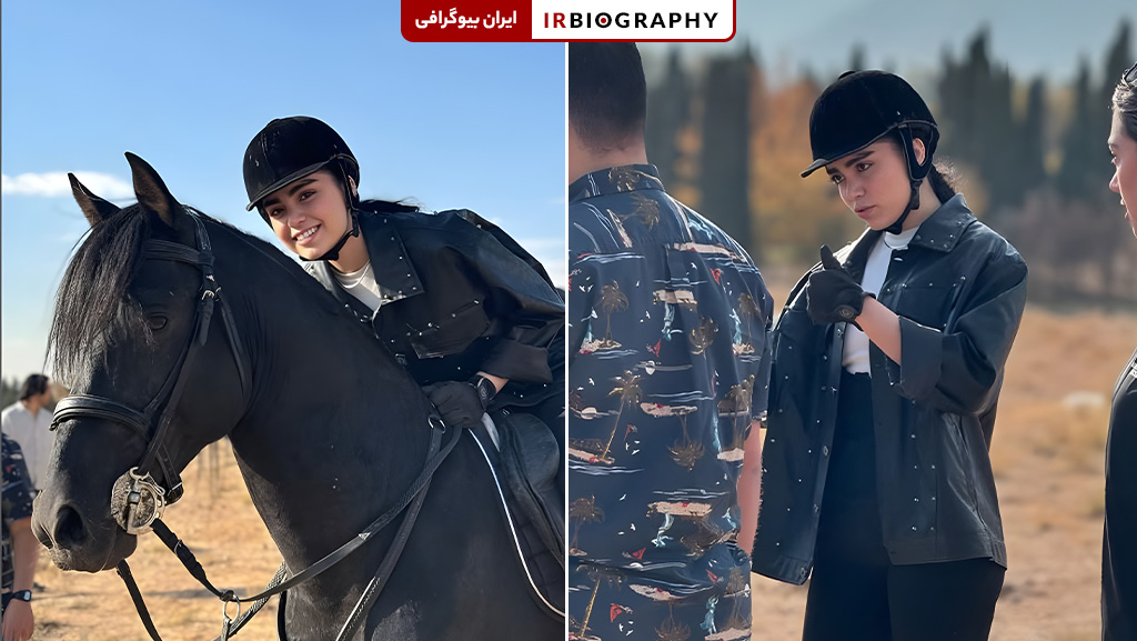 امید بیگی در حال اسب سواری