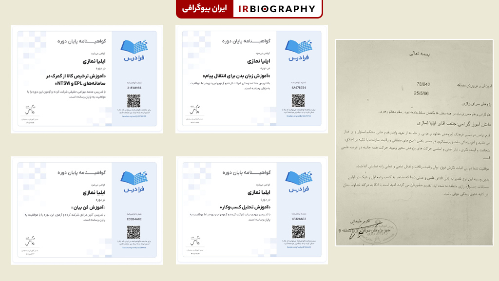 مدارک مهارت های تخصصی ایلیا نمازی